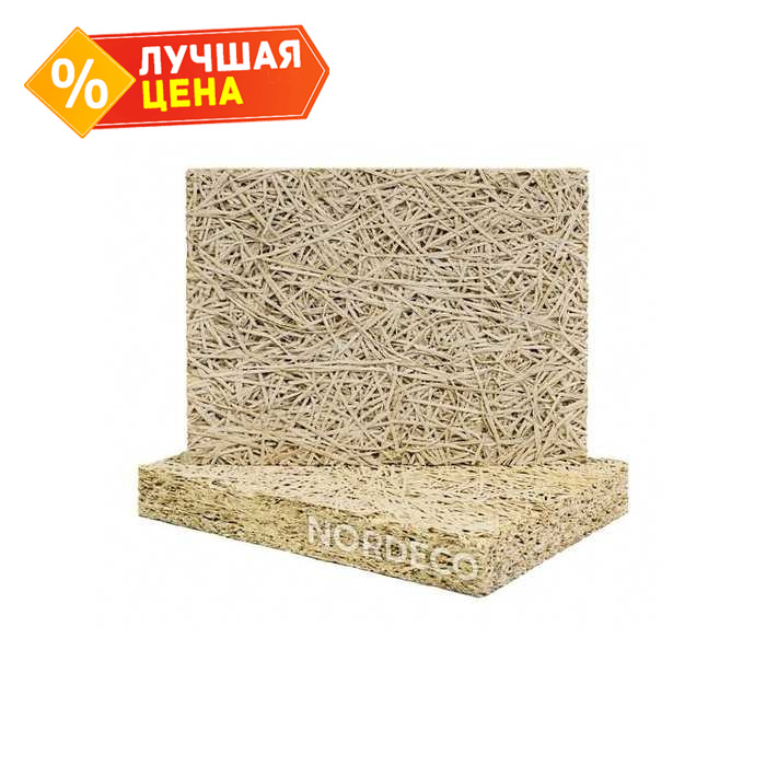 Фибролитовая плита Nordeco ФП 450-25Б 2400х600х25 средней плотности на белом цементе